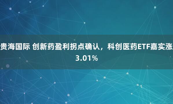 贵海国际 创新药盈利拐点确认，科创医药ETF嘉实涨3.01%